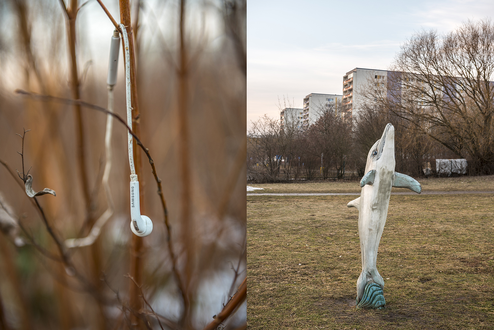 Spielplatz mit Delphin/Delfin im Seelgrabenpark an der Wuhletalstraße. Berlin-Marzahn, 16.02.2017